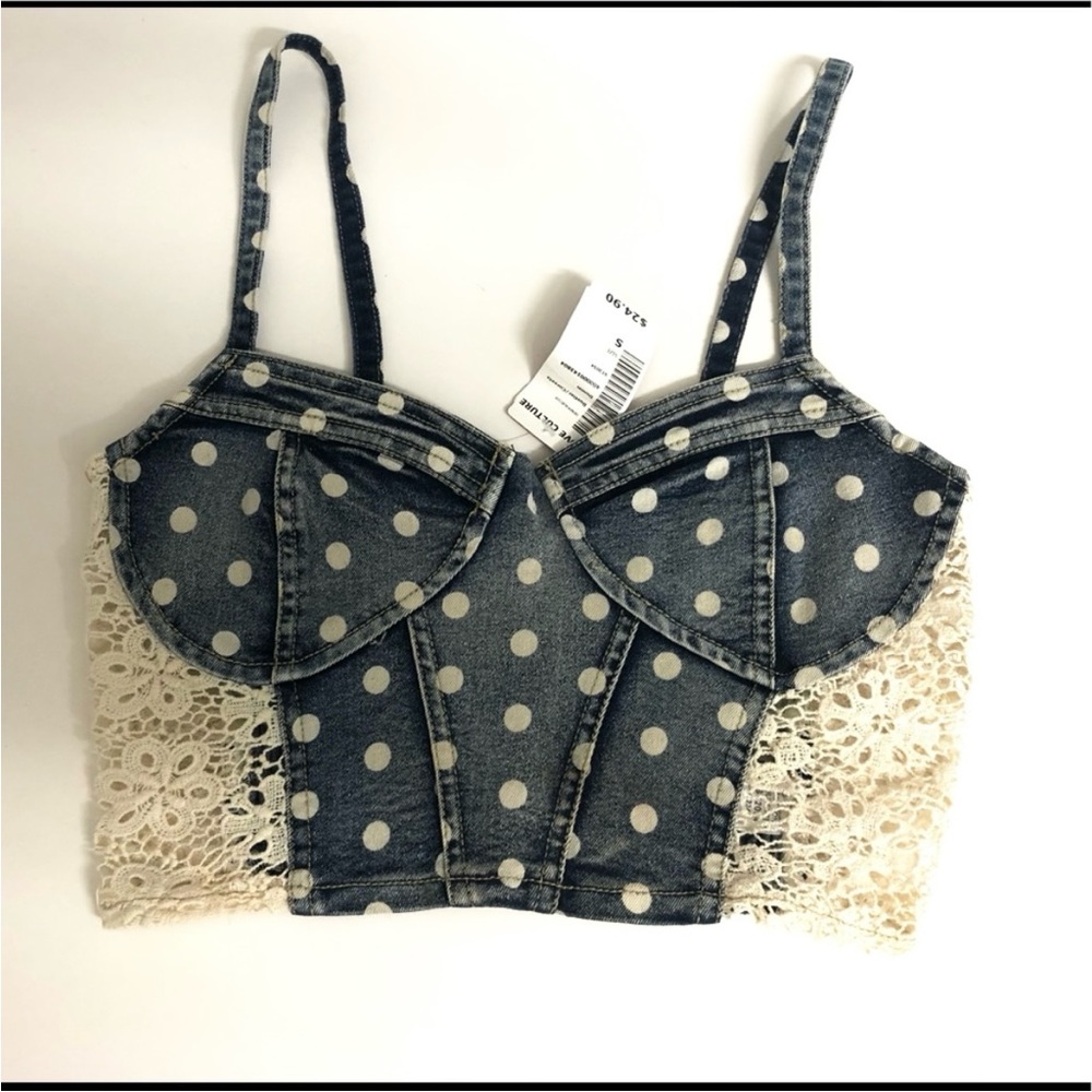 New Love Culture Denim Bustier Top Size S